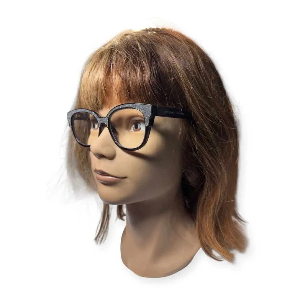 Jimmy Choo JC177 Eyeglasses Cat Eye‎ Dark Gray Silver Glitter Frames 51-17-145mm